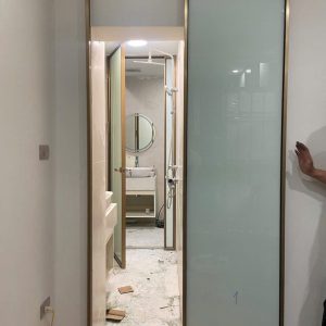 Cửa nhôm hệ slim mở quay Champagne Gold nhập khẩu giá rẻ tại Hà Nội